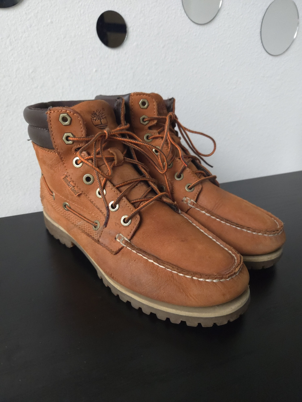 Timberland Men's Oakwell 7-Eye Brown Leather Moc Toe Work Boots 9